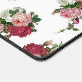 roze rozen w/naam-witte achtergrond bureaumat (Hoek)