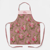 Roze Rozen w/Name-Old Roos Achtergrond Schort (Voorkant)