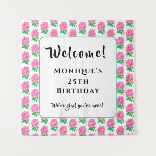 Roze rozen wandkleed (Voorkant)