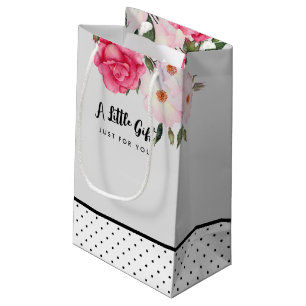 Roze rozen waterkleuring illustratie polkadot klein cadeauzakje