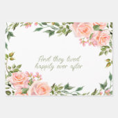 Roze Rozen Waterverf Bloemen Frame Inpakpapier Vel (Voorkant 2)