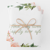 Roze Rozen Waterverf Bloemen Frame Inpakpapier Vel (In situ)