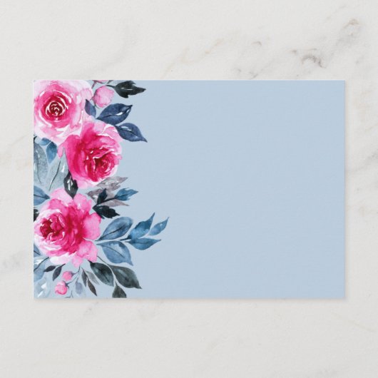 Roze Rozen Waterverf Botanische bruiloft Details Informatiekaartje (Achterkant)