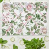 Roze rozen - Waterverf Floral Theedoek (Gevouwen)