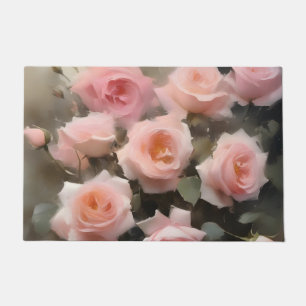 roze rozen waterverf schilderij deurmat