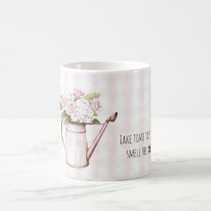 Roze Rozen Witte Bloem Gietkan Koffiemok