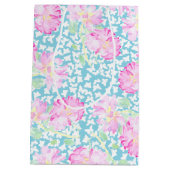 Roze Rozen Witte Vlinders, Blauw Medium Gift Bag Medium Cadeauzakje (Achterkant)