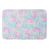 Roze rozen, witte vlinders, blauwe sla badmat (Voorkant)