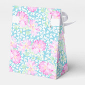Roze Rozen Witte Vlinders, Blauwe Tent Favor Box Bedankdoosjes (Achterkant)