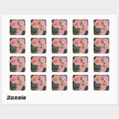  roze rozen worden goed vierkante sticker (Vel)
