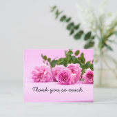 Roze rozen zijn roze, bedankt briefkaart (Staand voorkant)