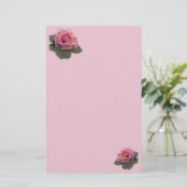 Roze rozenbakkerij briefpapier (Staand voorkant)