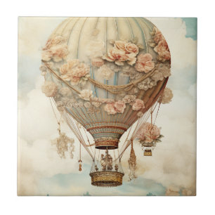 Roze Rozenballon Pastel Teal Victoriaans Feëverhaa Tegeltje