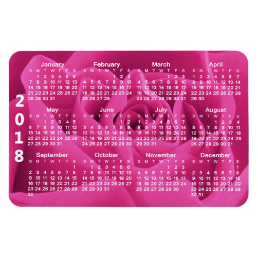 Roze Rozenblaadjes 2018 Kalender Magneet (Horizontaal)