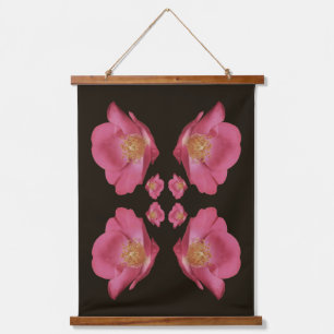 Roze rozenblaadjes Abstract Hangend Wandkleed