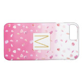 Roze Rozenblaadjes Waterverf Ombre Goud Monogram Case-Mate iPhone Case (Achterkant (Horizontaal))