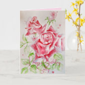 Roze Rozenbloem Bloemen Rozen Kaart (Gele Bloem)