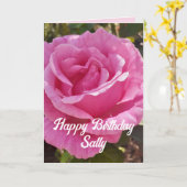 Roze Rozenbloem Bloemen Rozen Kaart  (Gele Bloem)