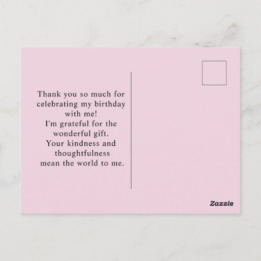 Roze Rozenbloem Verjaardag Dank u Briefkaart (Achterkant)