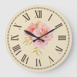 Roze Rozenbloesem Golden Twig Floral Grote Klok