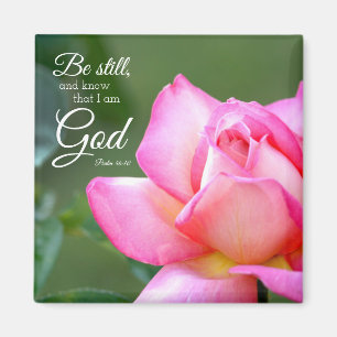 Roze rozenbloesem is nog steeds psalm 46:10 magneet