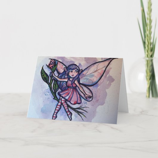 Roze rozenhaar kaart (Voorkant)