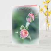 Roze rozenknopjes  kaart (Gele Bloem)