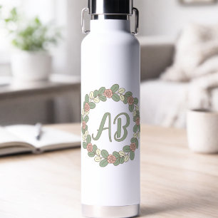Roze Rozenkrans Monogram Waterfles