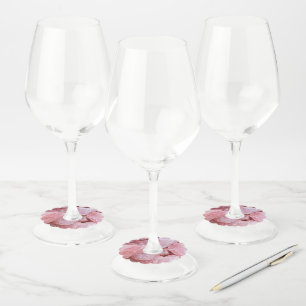 Roze Rozenkwarts Kristal Edelsteen Papier Wijn Gla Wijnglaslabel