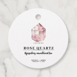 Roze Rozenkwarts Liefdeskristal Huwelijk Bedankjes Labels