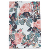 Roze rozenontwerp medium cadeauzakje (Achterkant)