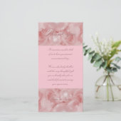 Roze rozenparels bedankt kaarten feesten functies (Staand voorkant)