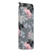 Roze rozenpatroon thermosbeker (Geroteerd rechts)