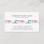 Roze rozenpatroon visitekaartje (Achterkant)