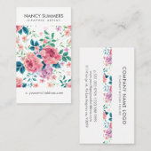 Roze rozenpatroon visitekaartje (Voorkant / Achterkant)