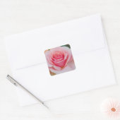 Roze rozentickers vierkante sticker (Envelop)