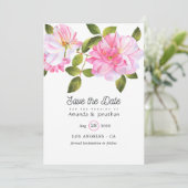 Roze Rozentuin Bruiloft Save The Date (Staand voorkant)