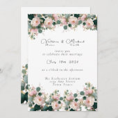 Roze Rozentuin Eucalyptus bruiloft Kaart (Voorkant / Achterkant)