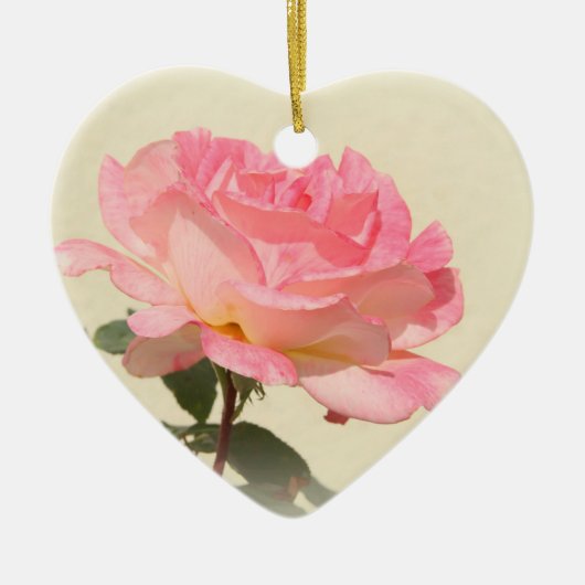Roze rozenversiering keramisch ornament (Voorkant)