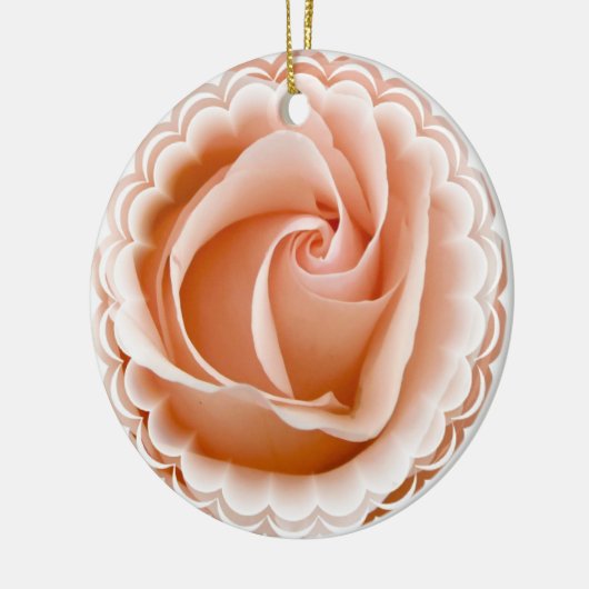 Roze rozenversiering keramisch ornament (Links)