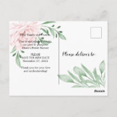 Roze rozenvulling wijzig de datum van Vrijgezellen Briefkaart (Achterkant)