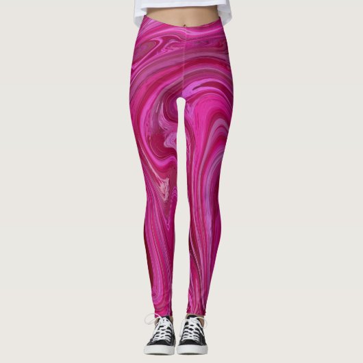 Roze rozenzwirls leggings (Voorkant)