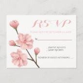 ROZE RSVP BLOEMEN KERSENBLOESEMS BRUILOFT BLOEMEN UITNODIGING BRIEFKAART (Voorkant)