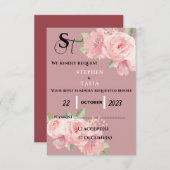 Roze RSVP Kaartje (Voorkant / Achterkant)