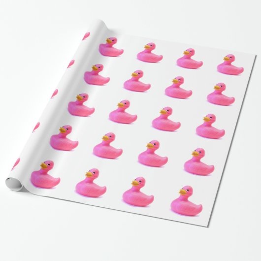 Roze Rubber Duck Cadeaupapier (Uitgerold)