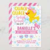 Roze Rubber Eendje Uitnodiging (Voorkant / Achterkant)