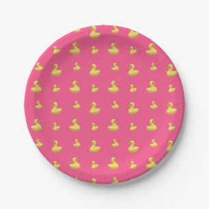 Roze rubbereend patroon papieren bordje