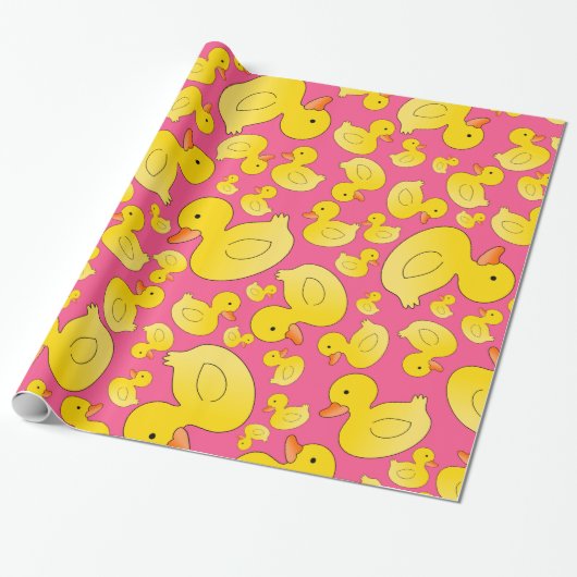 Roze rubbereenden cadeaupapier (Uitgerold)