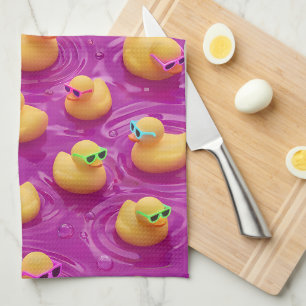 Roze rubberen eend patroon, keukenhanddoek, schatt theedoek