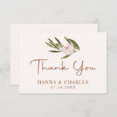 Roze Ruby Chestnut Greenery Eucalyptus Wedding Bedankkaart (Voorkant / Achterkant)